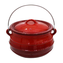 Red Enamel Cast Iron Camping Cookware Potjie Pot